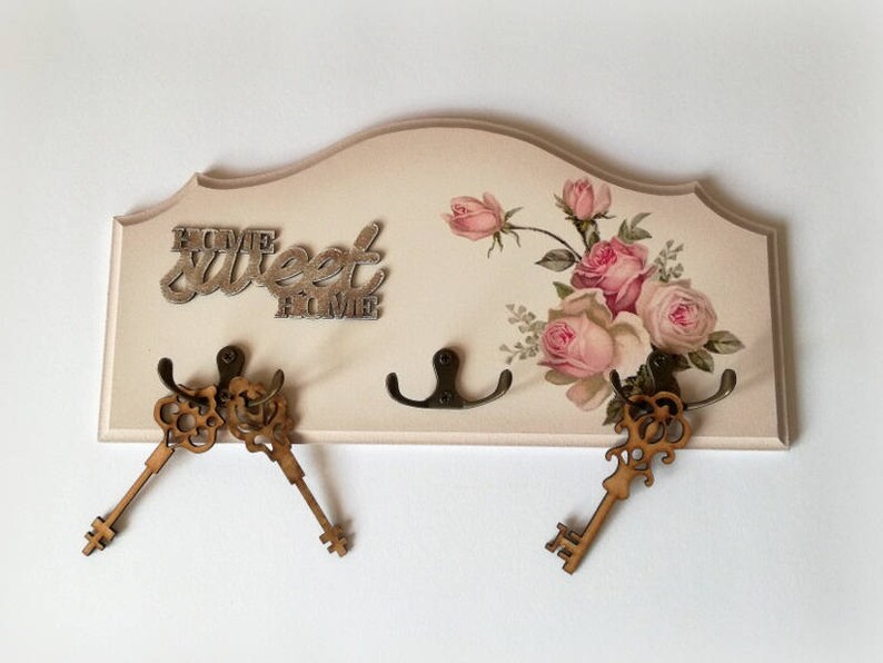 Wooden Key Hanger Home Sweet Home Wall Key Holder Family Key Etsy
