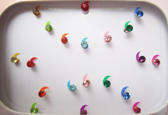 Colorful Crystal Fake Nose Studear Stud Small Bindiface Etsy