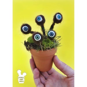 MINI (Small) Potted Eye Lichen Art Sculpture (one potted plant), Labyrinth Movie, Labyrinth Gift Idea, Creepy Eyeball Plant, 1980s Gift