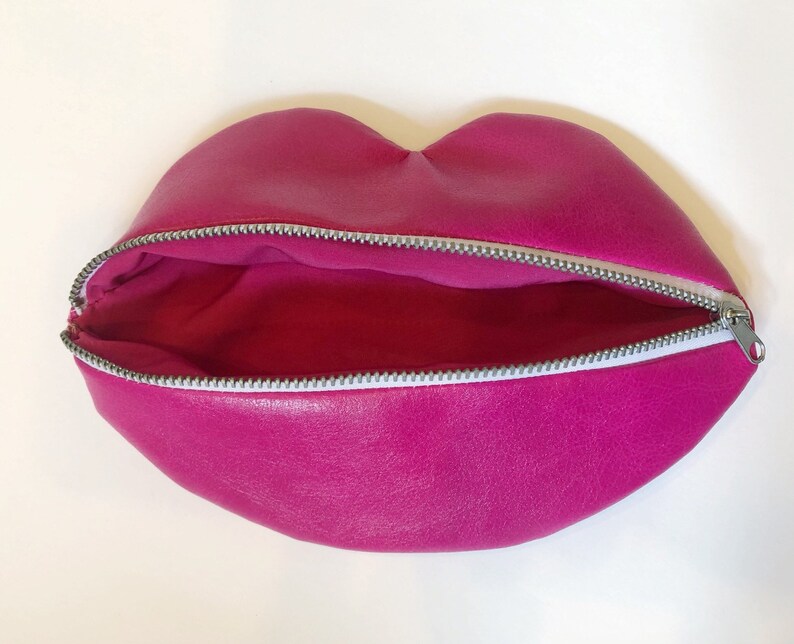 Stocking Stuffer Gift For Her Bridesmaid Gift Idea Makeup Lover Gift Coin Purse Lipstick Holder Lip Makeup Bag Pleather Lip Shaped Bag