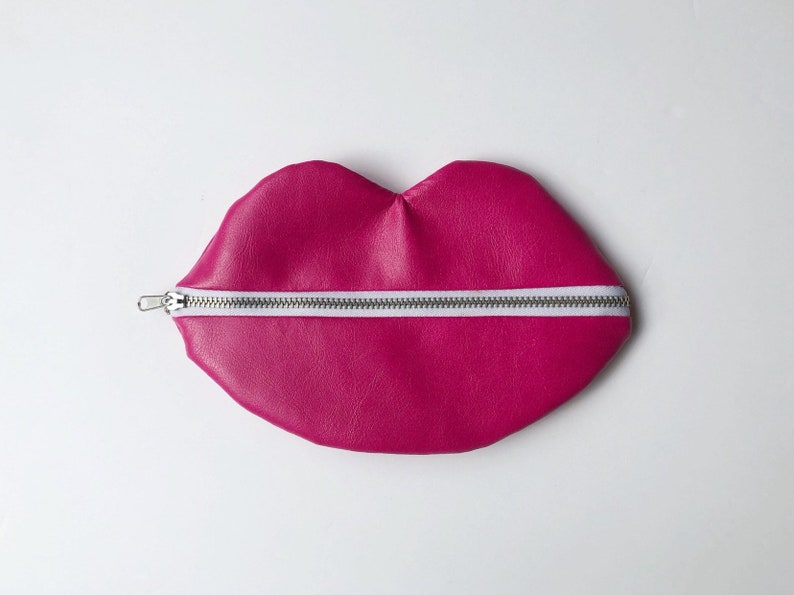 Stocking Stuffer Gift For Her Bridesmaid Gift Idea Makeup Lover Gift Coin Purse Lipstick Holder Lip Makeup Bag Pleather Lip Shaped Bag