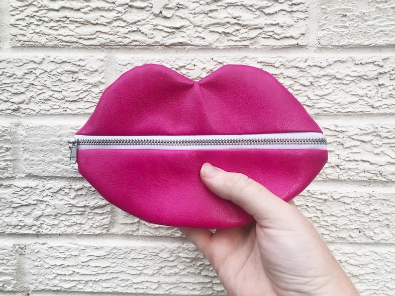 Stocking Stuffer Gift For Her Bridesmaid Gift Idea Makeup Lover Gift Coin Purse Lipstick Holder Lip Makeup Bag Pleather Lip Shaped Bag