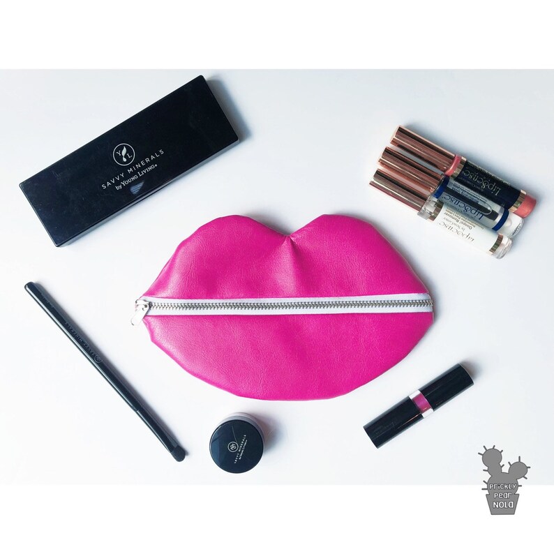 Stocking Stuffer Gift For Her Bridesmaid Gift Idea Makeup Lover Gift Coin Purse Lipstick Holder Lip Makeup Bag Pleather Lip Shaped Bag
