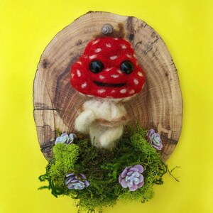 Toadstool Felt Mushroom Wall Art,  Anthropomorphic Mushroom and Snail,Kawaii Mushroom Decor