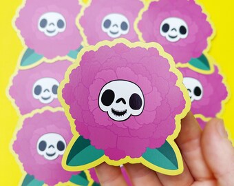 Skull Flower 3” Magent, Creepy Cute Art Decal, Pastel Goth Magnet, Flower Skull Magnet Gift, Collectible Magnet