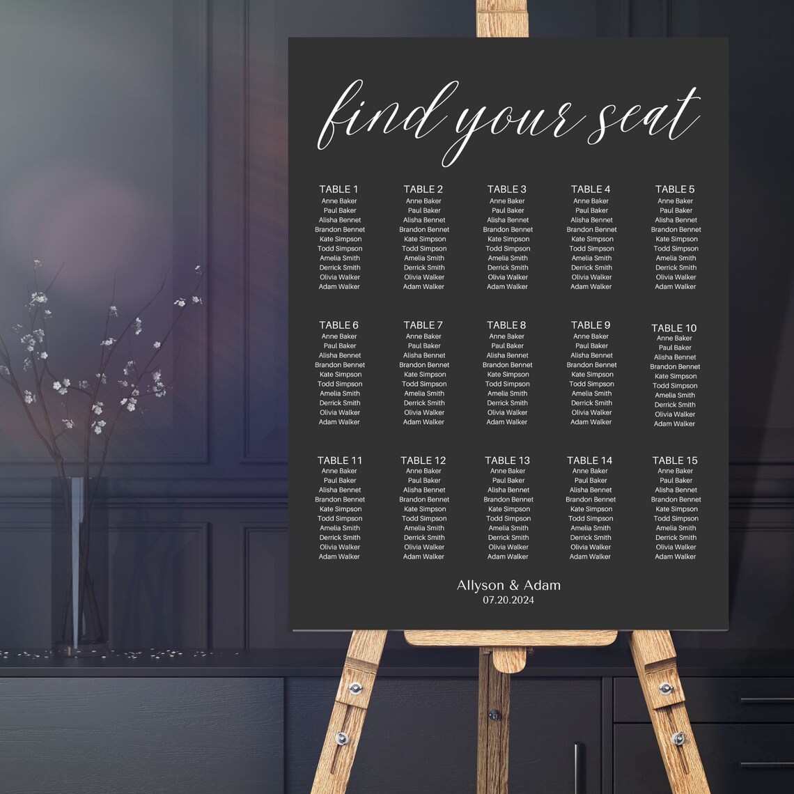Wedding Seating Chart Template, Wedding Seating Chart, Digital Wedding Seating Chart, Minimalist ...