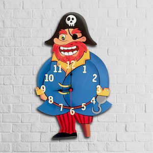 Kids handpainted wooden wall clock, Funny clock, Silent Wall Clock, Children wall clock, Unique kids clock, Cute wall clock, Clock for kids