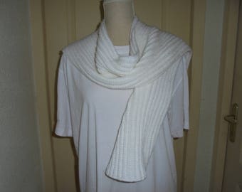 Hand knitted white scarf