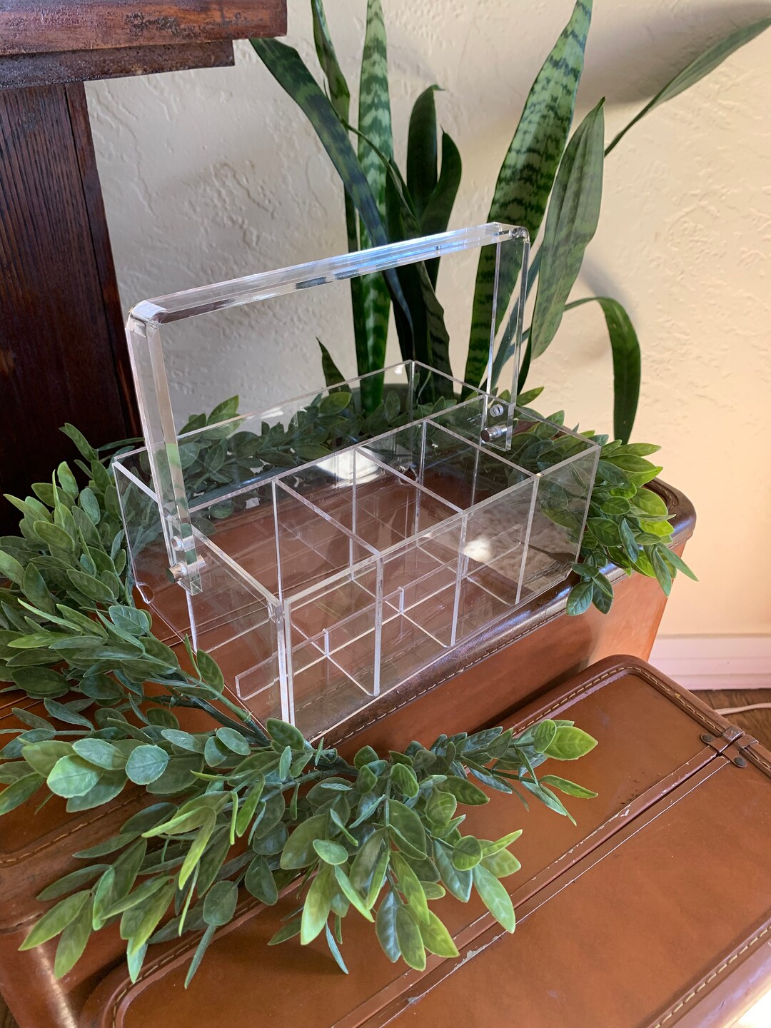 Vintage Lucite Acrylic Caddy With Dividers Etsy