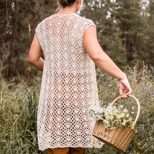 Carnation Lace Cardigan Crochet Pattern | Intermediate PDF Pattern Download | Lace Stitching | Bottom Up | Summer Crochet Pattern