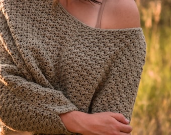 Crochet Lounging Sweater Pattern | Batwing Sleeve, Beginner Friendly (PDF Pattern)