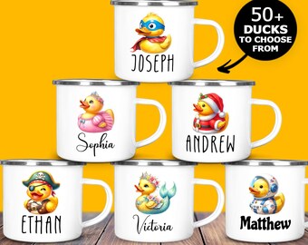 Personalisierte Kindertasse: Benutzerdefinierter Name & Entengrafik