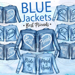 BLAUE Jacken Beste FREUNDE Clipart Beste Freunde Jacken BFF Clipart Friends Clipart Aquarell Frisuren