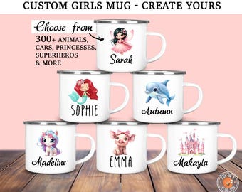 Personalisierte Kindertasse: Benutzerdefinierte Cartoon-Grafik, Emaille oder Keramik