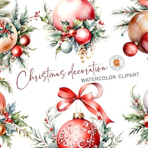 Weihnachtsdekoration Clipart, Blumen Clipart, Weihnachtsdekoration im PNG-Format, Aquarell Weihnachtsdekoration, Weihnachtsclipart PNG