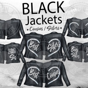 BLACK Jackets SISTERS And Cousins Clipart Best Friends Jacken BFF Clipart Friends Clipart Aquarell Frisuren