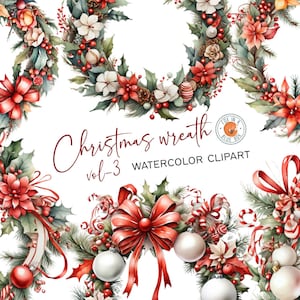 Guirlanda de Natal -vol 3 clipart, guirlanda de Natal -vol 3 em formato PNG, guirlanda de Natal em aquarela em formato PNG, clipart de Natal em PNG