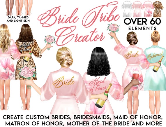 Bride Tribe Clipart Bridesmaids Clipart Bride Clipart Wedding Etsy
