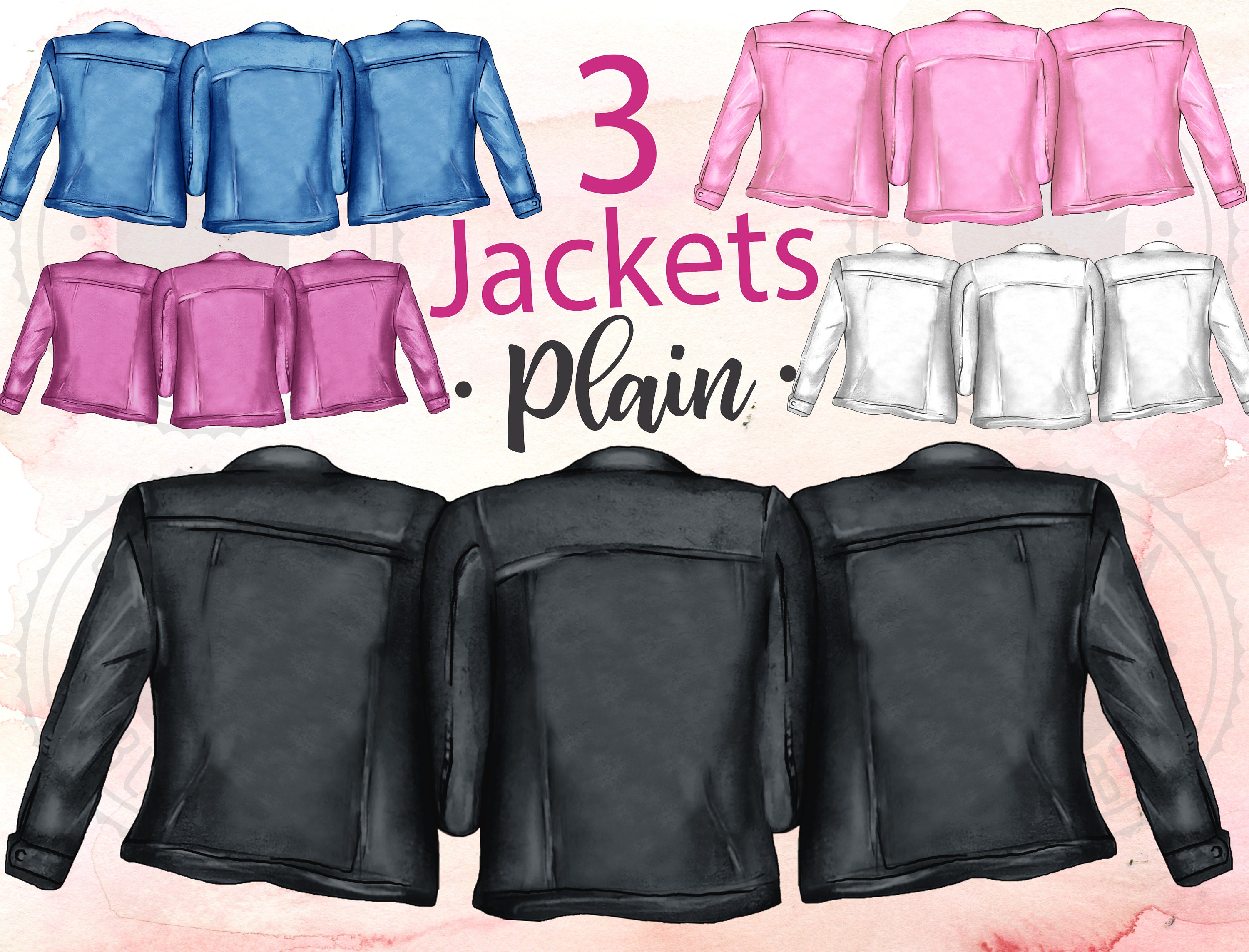 3 JACKETS PLAIN Best Friends Clipart Best Friends Jackets BFF Clipart Friends Clipart Watercolor