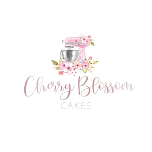 Premade Watercolor Logo Cake logo Cooking logo Artisan Cakes Logo Watercolor Cake  Boho Logo Floral Logo Bakery logo  Watercolor Mixer Logo