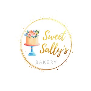 Premade Watercolor Logo Cake logo Cooking logo Artisan Cakes Logo Watercolor Cake  Boho Logo Floral Logo Bakery logo  Watercolor Mixer Logo