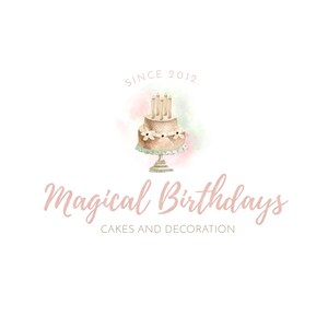 Premade Watercolor Logo Cake logo Cooking logo Artisan Cakes Logo Watercolor Cake  Boho Logo Floral Logo Bakery logo  Watercolor Mixer Logo