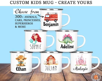 Personalized Kids Enamel Mug: Custom Graphics & Name