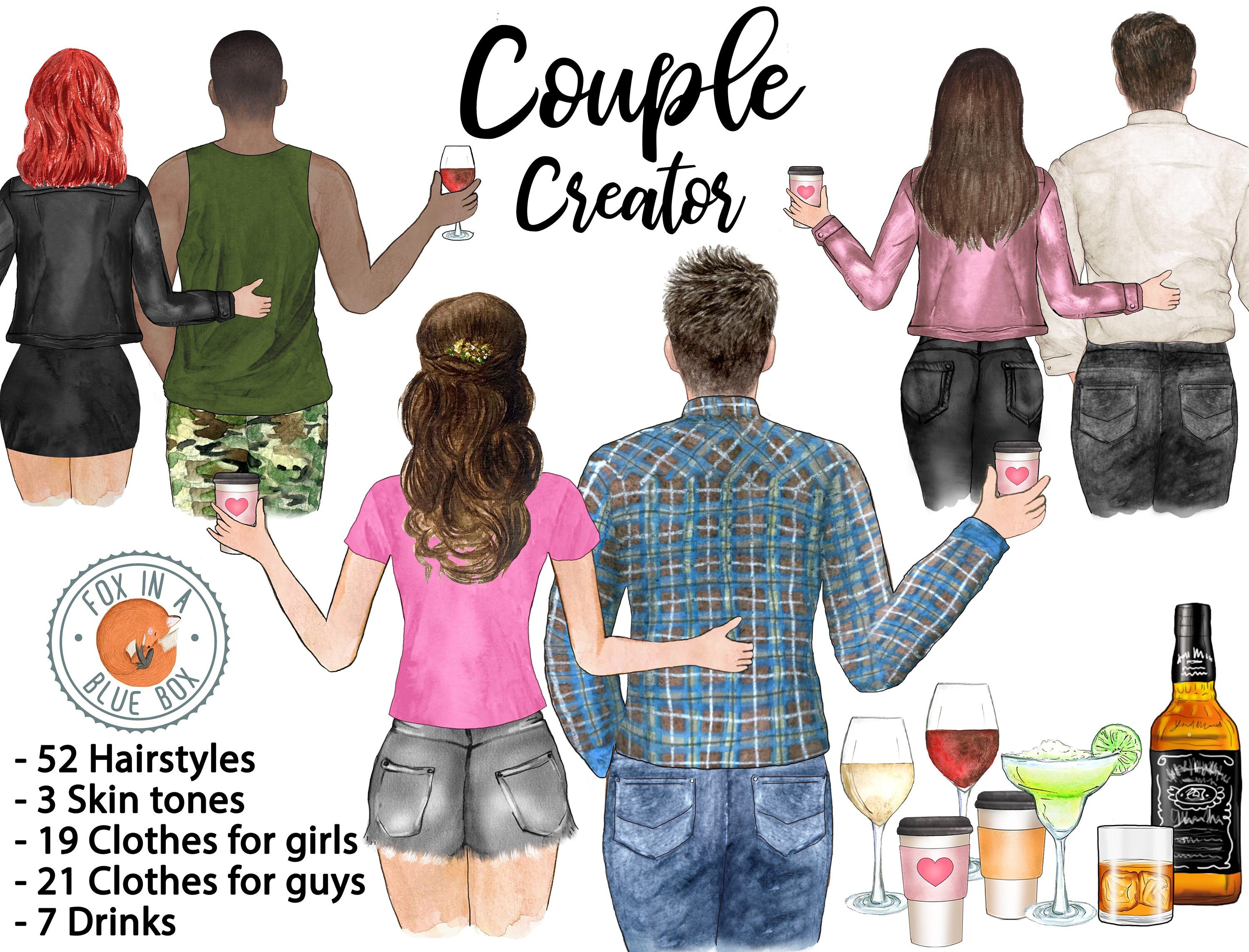 Download Couple Maker Couple Clipart Custom Male And Female Best Etsy