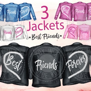 3 JASSEN Beste Vrienden FOREVER Clipart Beste Vrienden Jassen BFF Clipart Vrienden Clipart Aquarel Kapsels Custom Besties Clipart