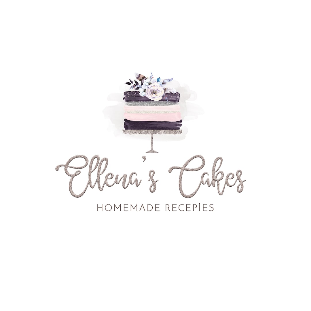 Premade Watercolor Logo Cake Logo Cooking Logo Artisan Cakes Logo Watercolor Cake Boho Logo