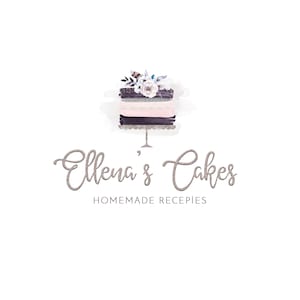 Premade Watercolor Logo Cake logo Cooking logo Artisan Cakes Logo Watercolor Cake  Boho Logo Floral Logo Bakery logo  Watercolor Mixer Logo