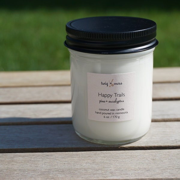 Select a Scent, Coconut Wax Candle, Hand Poured, Eco Friendly, 6 oz, Glass Jar, Black Lid