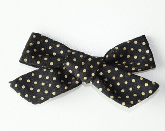 Black and White Crosshatch Asymmetric Bow--Black and White Bow--Clip or Nylon Headband