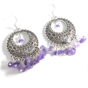 Gemstone Earrings, Amethyst Crystal Earrings, Handmade Earrings, Mothers Day Gift
