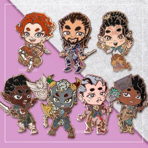 Dragon Age: The Veilguard Inspired Enamel Pins | Harding, Lucanis, Bellara, Davrin, Taash, Emmrich, Neve