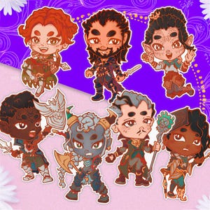 May include: A set of ten colorful cartoon character stickers featuring a variety of characters with different skin tones, hair colors, and clothing styles. The stickers are perfect for adding a touch of whimsy to laptops, water bottles, journals, and more.