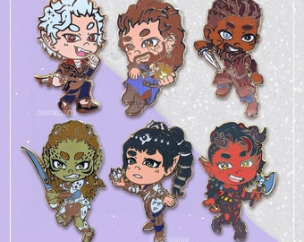 BG3 Pins | Baldur's Gate 3 inspirierte Emaille Pins | Astarion, Gale, Wyll, Schattenherz, Lae'zel, Karlach