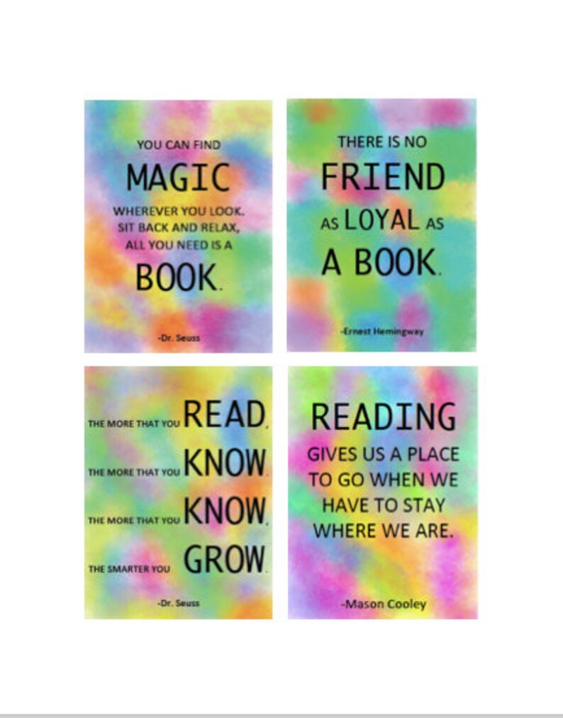 Reading Motivation Posters Set of 4 Colorful Posters | Etsy