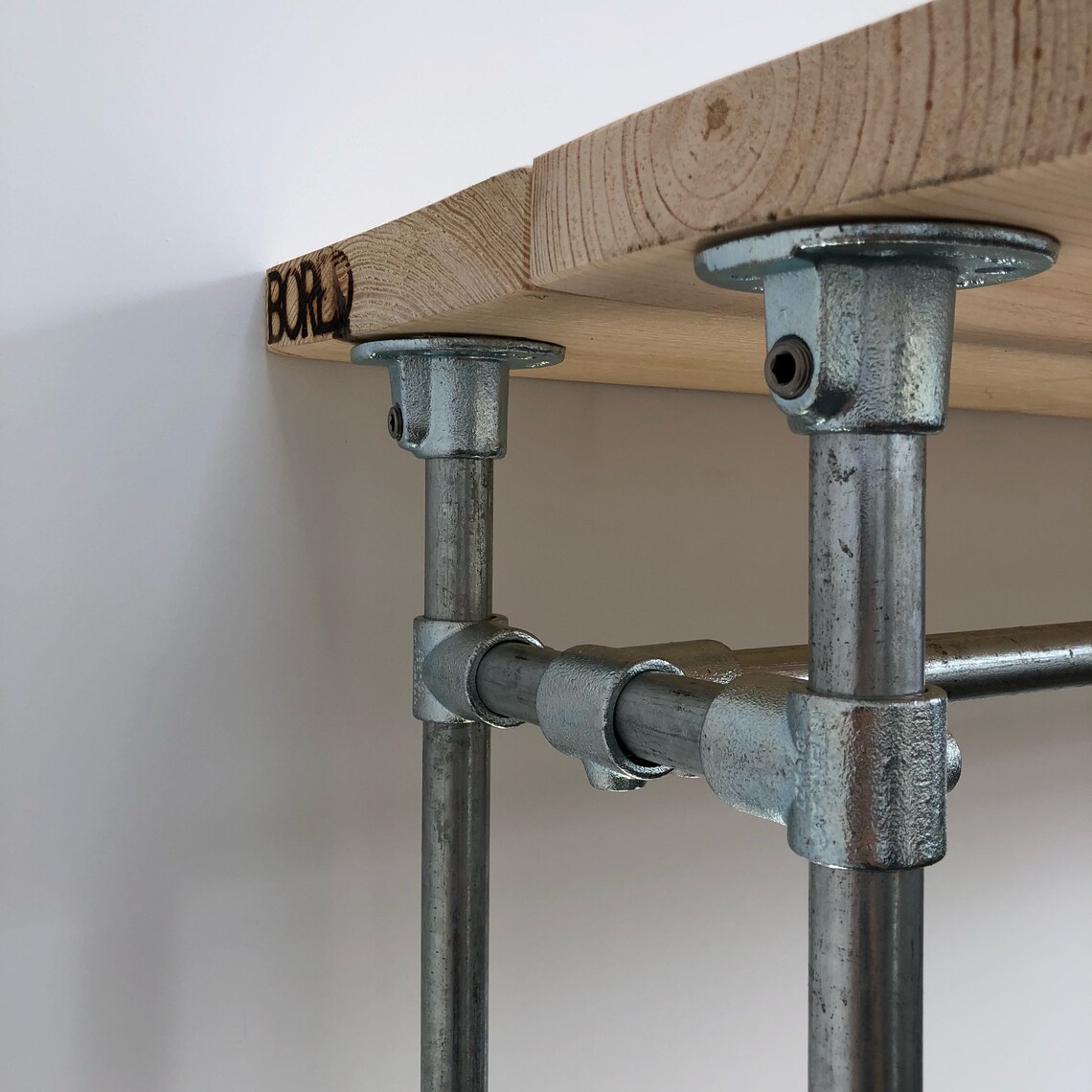 Reclaimed scaffold board open wardrobe clothing rail in a Etsy