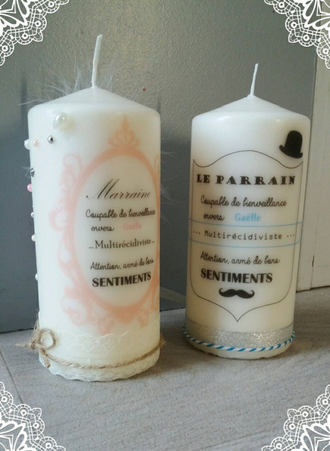 Bougies Personnalisées Thème Parrain ou Marraine