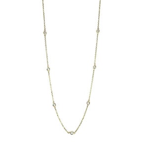 Handgemachte 14K Gelbgold Station Halskette mit .70 Karat Diamanten Schüttgut 16 - 20 Zoll