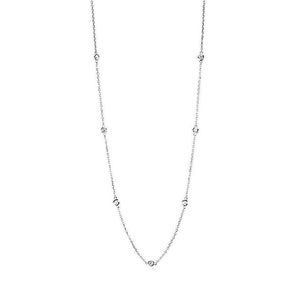 Handmade 14K White Gold Station Necklace With Diamonds by the Yard 16 ...