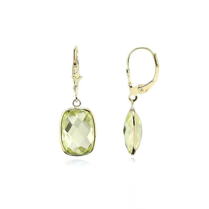 14K Yellow Gold Handmade Gemstone Earrings With Dangling - Etsy