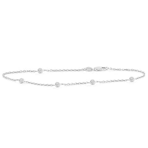 Handmade 14K White Gold Bracelet With 0.5 Carat Diamonds By The Yard 7 - 8 Inches