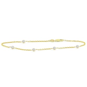 Handmade 14K Yellow Gold Bracelet With 0.5 Carat Diamonds By The Yard 7 - 8 Inches