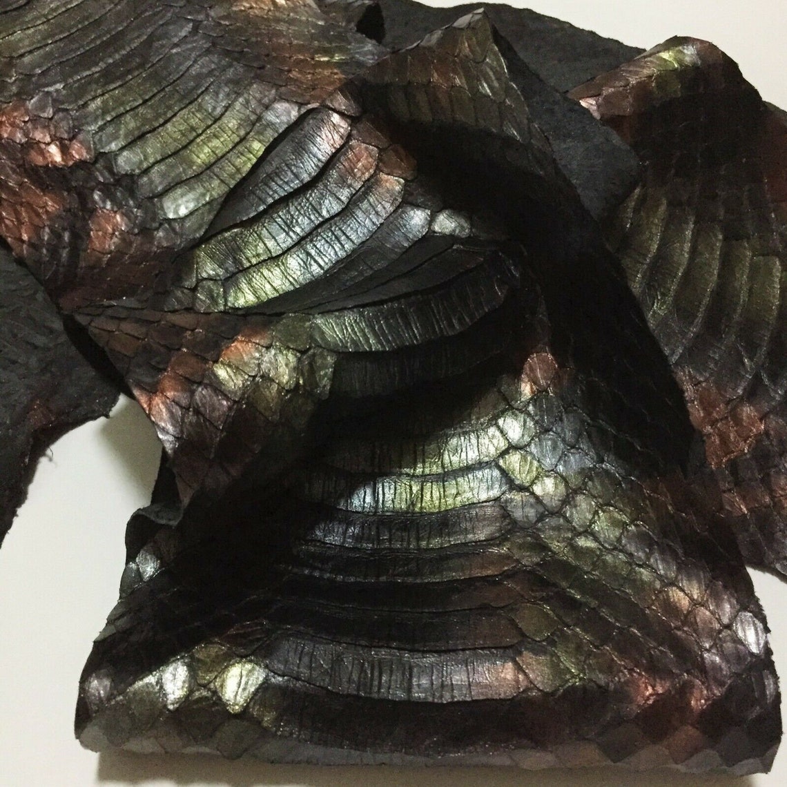 Elaphe Carinata Snake Skin Hide Leather Snakeskin Gunmetal Etsy