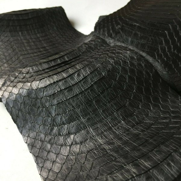 Asia Cobra Snake Skin Snakeskin Leather Hide Craft Supply Back Cut Black