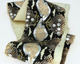 Asia Snake Skin Hide Leather Snakeskin Craft Supply Python Print Silver