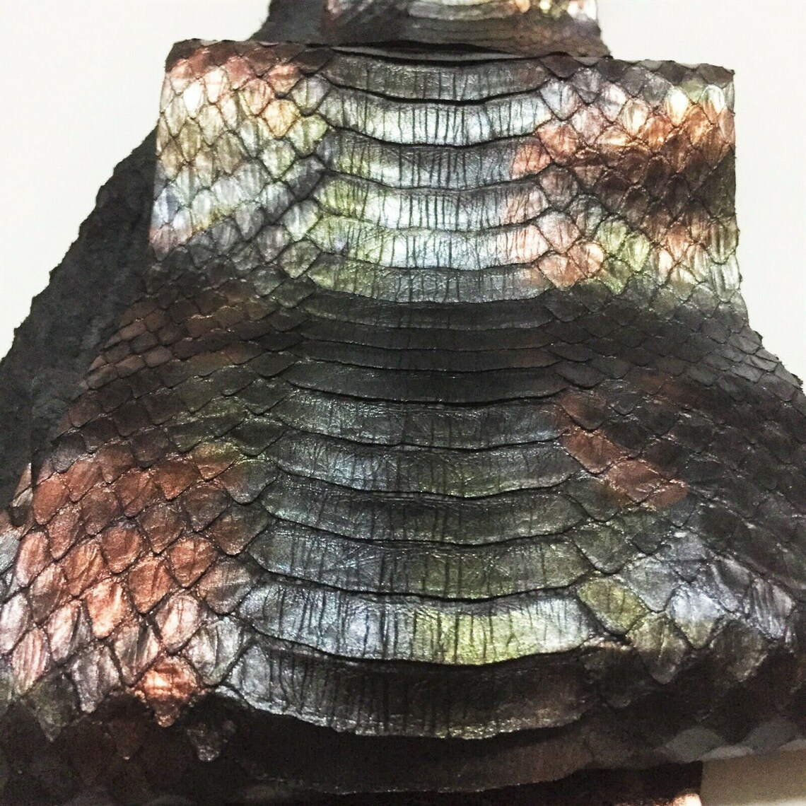 Elaphe Carinata Snake Skin Hide Leather Snakeskin Gunmetal Etsy