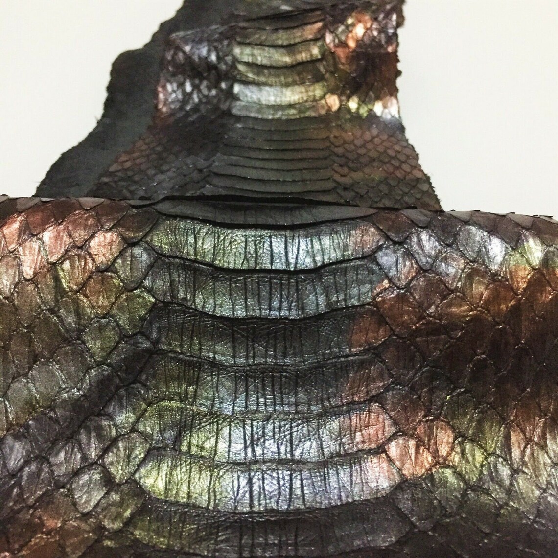 Elaphe Carinata Snake Skin Hide Leather Snakeskin Gunmetal Etsy